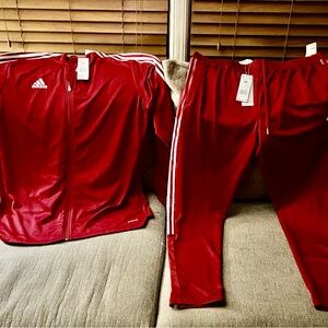 Men’s Adidas Red Joggers with White Stripes